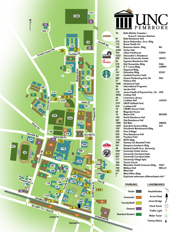 Campus Map | The University of North Carolina at Pembroke